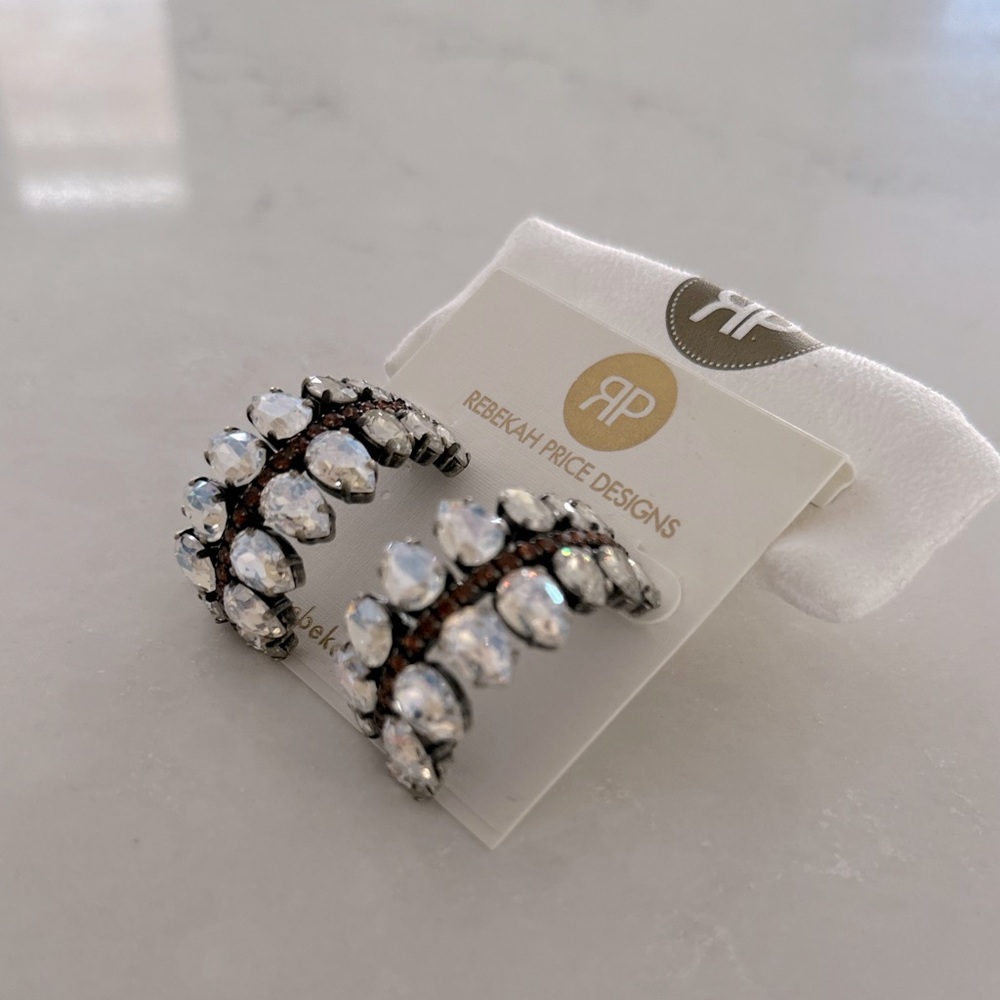 Beautiful Rebekah Price crystal half hoop earrings
